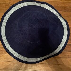 Lauren By Ralph Lauren Dark Blue and White Wide Brimmed Sun Hat